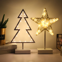 Étoile LED créative moderne Veilleuse à piles Étoile Coeur Arbre Lumières en plastique Décoration de Noël