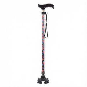 Bastón de Aluminio Impreso con Punta de Goma, Base de Cuatro Patas Antideslizante para Personas Mayores - Product Image 5