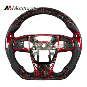Volante de fibra de carbono forjado rojo personalizado para Honda Civic Si Type-R FK8 Coupe 10ª generación 2016-2021 CR-V - Product Image 1