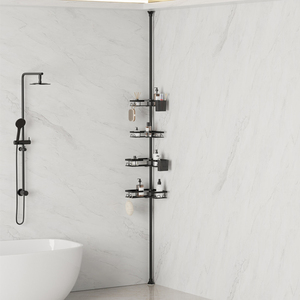 Étagère d'angle de douche étanche et réglable à 4 niveaux pour baignoire et salle de bain, support de douche à tension - Product Image 5