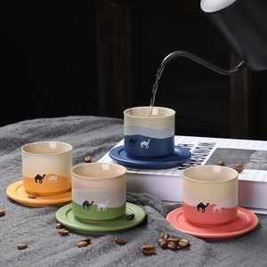 Tazza da <span class=keywords><strong>caffè</strong></span> in ceramica di lusso leggero e Set piattino <span class=keywords><strong>caffè</strong></span> Espresso Latte Cappuccino tazza da <span class=keywords><strong>caffè</strong></span> <span class=keywords><strong>senza</strong></span> manico cammello arabo tazza da tè - Product Image 2