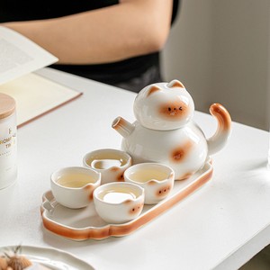 Juego de Té de Cerámica con Diseño de Gato Siamés, Taza, Bandeja y Tetera - Regalo para el Hogar, Oficina o Recepción - Product Image 3