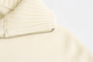 Stripe Knit Fashion <strong>Women</strong> Sweater Long Sleeves Knit <strong>Jumpers</strong> Stand Collar Casual Outdoor <strong>Half</strong> <strong>Zip</strong> Sweater - Product Image 4