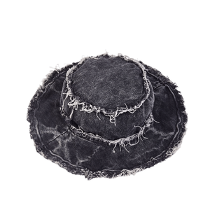Chapeau Bob en Jean Délavé Personnalisé Effet Vieilli, Bords Frangés, Style Pêcheur, Couleur Unie Vintage, Protection Solaire pour Hommes et Femmes - Product Image 3