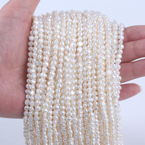 Factory Wholesale 4-5mm <b>White</b> Natural Freshwater Loose Pearls Double-<b>Sided</b> Light String Horizontal Hole for DIY Handmade - Product Image 3