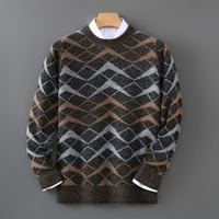 Pull en laine pure à 100 % pour homme, col rond, color-block, épais et chaud, décontracté, tricoté, couche de base, vente en gros d'usine OEM ODM