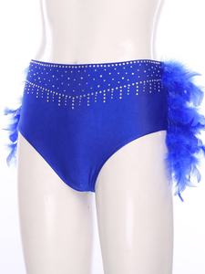 Pantalones cortos de baile para mujer, pantalones cortos con plumas, traje de baile para danza del vientre, latino, chacha, tango, competición internacional de baile de salón - Product Image 5