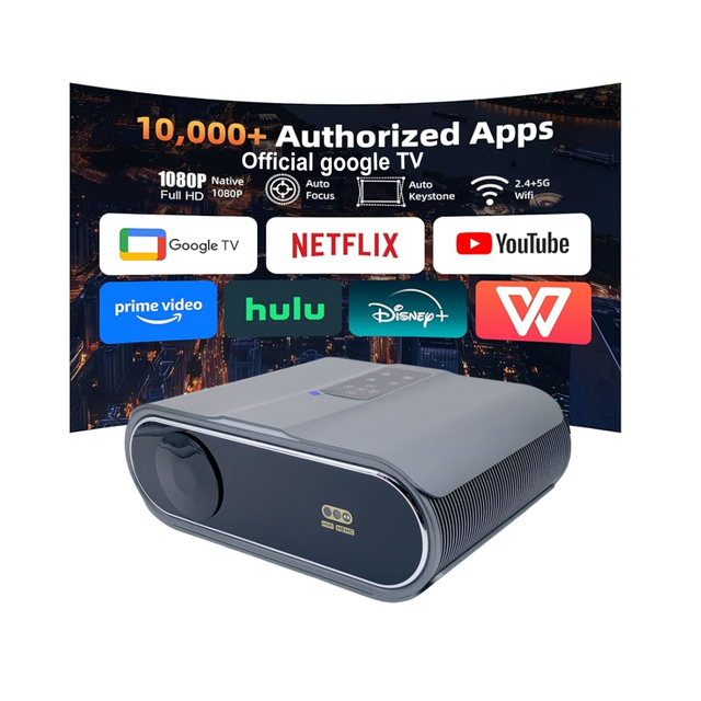 Official google Tv Projector 1080p Projector 1000ansi Lumens Full HD 1080P Auto-focusing Portable Video Smart LED Projector