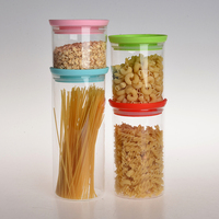 Ventes en gros de bocaux en verre borosilicate de haute qualité, hermétiques, vides, pour la cuisine, récipients, contenants, bocaux de stockage alimentaire en verre avec couvercle en plastique