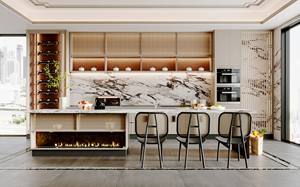 Juego de Muebles de Cocina Modernos de Alta Gama en Madera Contrachapada, Incluye Muebles de Lujo, Cajones de Cierre Suave, Isla de Cocina, Restaurante - Product Image 3