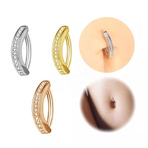Anillos G23 de titanio para ombligo para mujer, Piercing para el ombligo con diamantes de imitación de cristal - Product Image 3