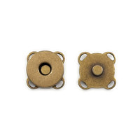 Lot de 10 paires de fermoirs magnétiques à coudre, à tige carrée en métal robuste, pour couture à la main, installation facile, 14 mm, logo en relief, réutilisables (Antique)