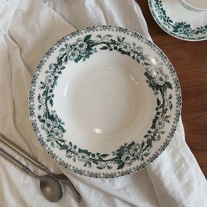 Assiette à pâtisserie vintage en céramique de 10,6 pouces avec motif de roses vertes, style campagnard, support à pâtes italien pour les fêtes - Product Image 6