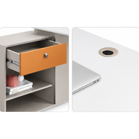 Poste de travail de bureau individuel moderne en bois avec cloison de séparation, ensemble de mobilier de direction de luxe avec table blanche