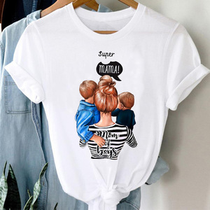T-<span class=keywords><strong>shirt</strong></span> Personalizzata da Donna Stile Anni '90 con Stampa Cartoon di Mamma e Figlio, Maglietta Alla Moda per Signora - Product Image 2
