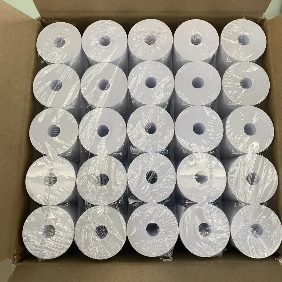 Rouleau de papier imprimante thermique 80x80mm, étiquettes autocollantes pour caisse enregistreuse, bobines de papel, pour caisse enregistreuse, 80 pièces
