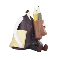 Figurine de cerf savant en résine artisanale, porte-crayon et livre, enrichit l'espace, ambiance littéraire, idéale pour l'étagère de bureau ou le bureau.