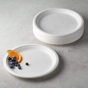 Platos Redondos Desechables de Bagazo de 6 Pulgadas, No Tóxicos, Aptos para Microondas, Resistentes al Calor, Naturales, Pequeños, para Niños y Comidas Diarias - Product Image 1