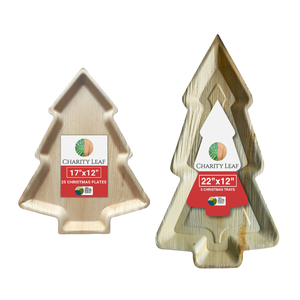 Set Natalizio - Vassoi in Foglie di Palma Naturale 17x12 e 22x12 - Product Image 1