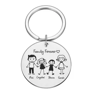 Personalized Family Gifts Keychain Custom Pet Key Chain Mother Father Kid Engraved Stainless Steel Keyring