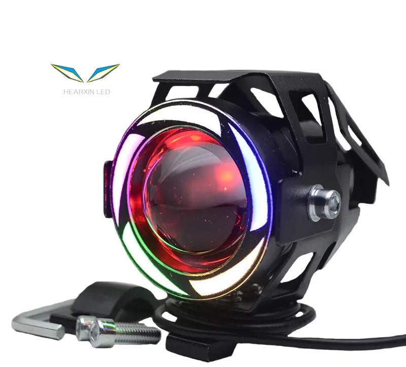 U7 светодиодная передняя фара для мотоцикла 125W 3000LM фары 12 В LED дальнего света RGB головой ангела; Свет декоративные светодиодные лампы фары мотоцикла