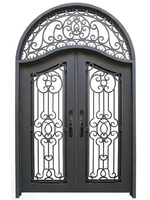 Sécurité Sunnysky antivol Double entrée en fer forgé porte d'entrée impact ouragan portes françaises en fer forgé