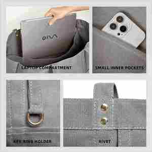 มีสินค้าพร้อมส่ง จัดส่งรวดเร็ว กระเป๋าช้อปปิ้งผ้าแคนวาสขนาดใหญ่ ใช้ซ้ำได้ เหมาะสำหรับไปทะเล - Product Image 5