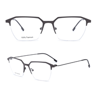 Livraison Rapide – Lunettes Optiques 100% Titane Pur, Monture Semi-Cerclée Rectangulaire Tendance pour Tous les Types de Visage