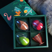 Éponge de maquillage super douce en forme d'œuf, éponge en forme de gourde, éponge diagonale en forme de goutte d'eau, ensemble lavable, coffret cadeau anglais pur