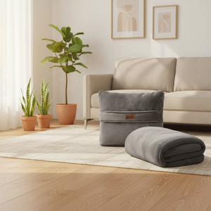 Haustier-Reisekissen & Decken-Set für den Sommer, Flanell, Wendbar, Langlebig, Weich, Gemütlich, Dick, Grau, 450gsm, 67x50, Für Flugzeuggebrauch - Product Image 2