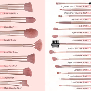 Belecotobe — jeu de pinceaux de maquillage professionnels rose, accessoire de marque pour le visage, 20 pièces - Product Image 5