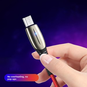 Câble <span class=keywords><strong>USB</strong></span> C multicolores en alliage de zinc avec lumière LED, charge rapide 3A, câble <span class=keywords><strong>USB</strong></span> Type-C tressé pour iPhone, Android, Xiaomi - Product Image 2