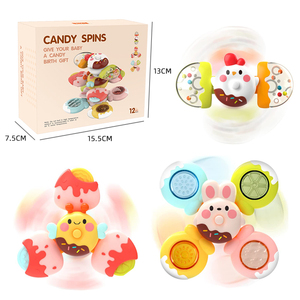 3pcs Hochets en silicone souple <span class=keywords><strong>pour</strong></span> bébé, chaise de salle à manger Sensory Fidget Bath Rotation Candy Suction Cup Spinner Toy for <span class=keywords><strong>1</strong></span> 2 Year Old - Product Image 6