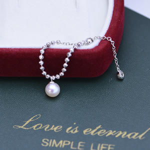 Anillo de Perlas de Agua Dulce de 6-7 mm, Redondas, Blancas, con Luz Intensa, Casi Impecables, para Mujer, Cadena de Plata S925 Ajustable, Simple y Elegante - Product Image 2