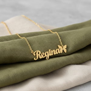 Collana con Ciondolo a Farfalla Personalizzabile <span class=keywords><strong>per</strong></span> Donne, Placcata in Oro 18K, Catena in Acciaio Inossidabile - Product Image 1