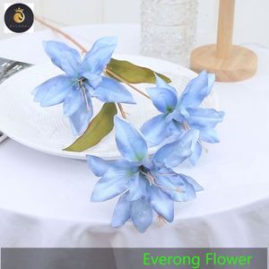 EV 800 fleur artificielle bon marché fleur de lys en soie 3 fourchettes longue tige fleur de <span class=keywords><strong>lilium</strong></span> blanc décoration de la maison - Product Image 5