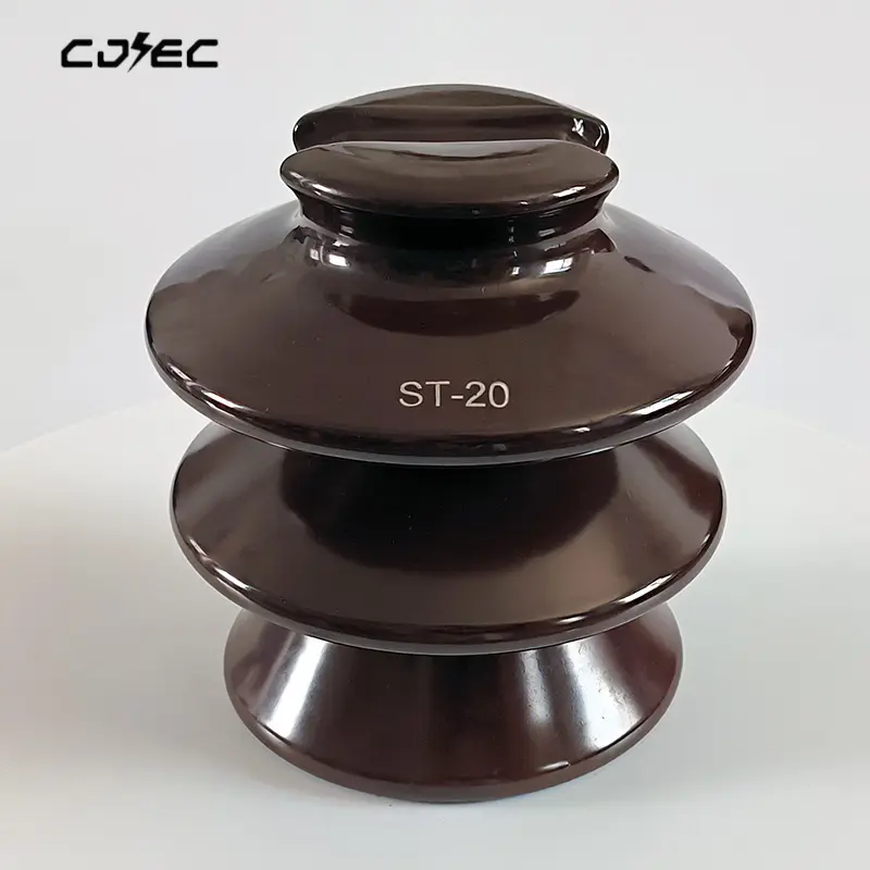 brown color 20kv ST-20J ceramic Porcelain pin insulator for Pole Line
