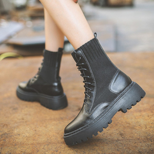 Bottines à talon bas épais tendance pour femmes, style chaussette - Product Image 6