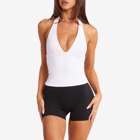 Rompi Olahraga Fitness yang Dipakai di Leher, Model V-neck, Menampilkan Bentuk Dada, Cocok untuk Lari, Pilates, Seksi, Atasan Cantik, Set Yoga dengan Celana Pendek