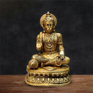 Brass Handicrafts Radhe Enterprises Luxury Handmade Customized Design Gold Traditional <b>Religious</b> Lord Hanuman Ji <b>Statue</b> Pooja - Product Image 1