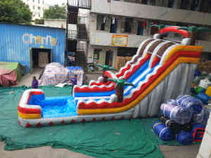 Fun <span class=keywords><strong>Obstacle</strong></span> Inflatables Waterslides Với Bể Bơi Khổng Lồ Trượt Nước Thương Mại - Product Image 4