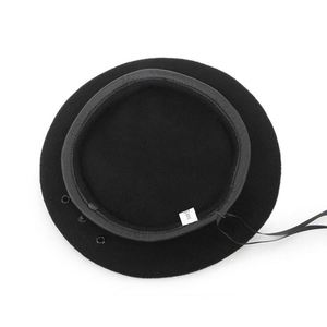 Custom Embroidered Beret Caps Wholesalers Leather Trimmed Adjustable Strap <b>Wool</b> Beret <b>Hat</b> for <b>Men</b> - Product Image 3