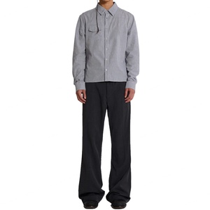 Clothes Manufacturer Grey Stacked Bootcut Suit <b>Pants</b> Loose Flared Leg Trousers Men Pantalones Formal Business Suit <b>Pants</b> - Product Image 3
