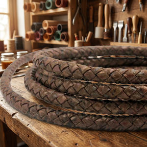 Braided <b>Leather</b> Cord for Jewelry Making Necklace <b>Bracelets</b> Fashion Accessories All Sizes and Colors Full-Grain Original <b>Leather</b> - Product Image 1