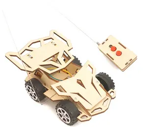 Mini Auto Modello di Assemblaggio di Veicoli Giocattoli In Legno Per Bambini Per Bambini FAI DA TE Science Experiment Kit di Controllo Remoto Auto Giocattolo Regalo Per Il ragazzo