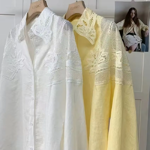 Nuovo marchio <span class=keywords><strong>donna</strong></span> di media lunghezza ampio Casual Top Blusas <span class=keywords><strong>abbigliamento</strong></span> da <span class=keywords><strong>donna</strong></span> 2025 fiori scava fuori camicie e camicetta di cotone ricamato - Product Image 1