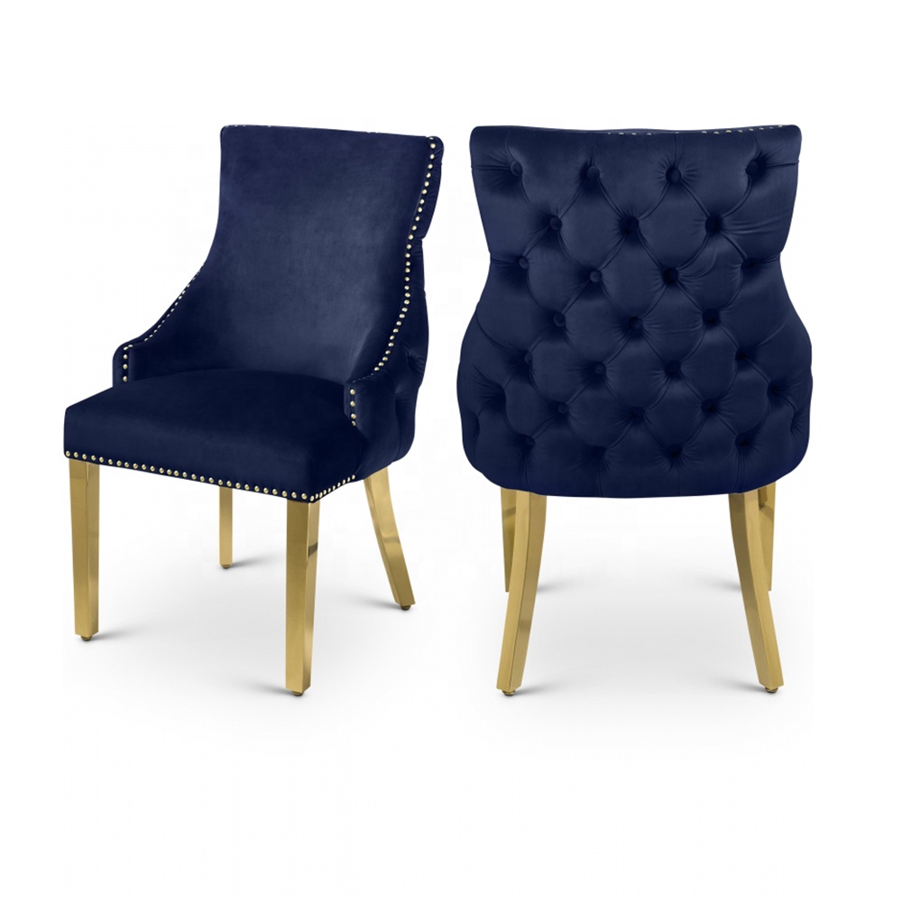 Прямая продажа мебели Tianhang, современный роскошный кухонный Бархатный синий обеденный стул с металлическими ножками