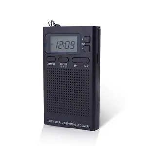 Vofull長距離ポータブルラジオAMFMポケットサイズ受信機会議デジタル時計屋外ラジオ