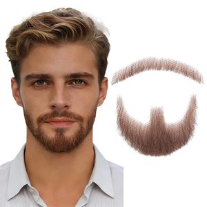 Vente en gros de <span class=keywords><strong>fausse</strong></span> <span class=keywords><strong>barbe</strong></span>, moustache et pattes de biche en cheveux humains européens Remy véritables, doux et invisibles, style exotique, pour accessoires de maquillage et déguisements de film - Product Image 1