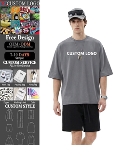 T-Shirt Oversize Stile Retrò in Puro Cotone con Logo Ricamato Personalizzato, Manica Corta, Stile Streetwear, Vendita all'Ingrosso - Product Image 1